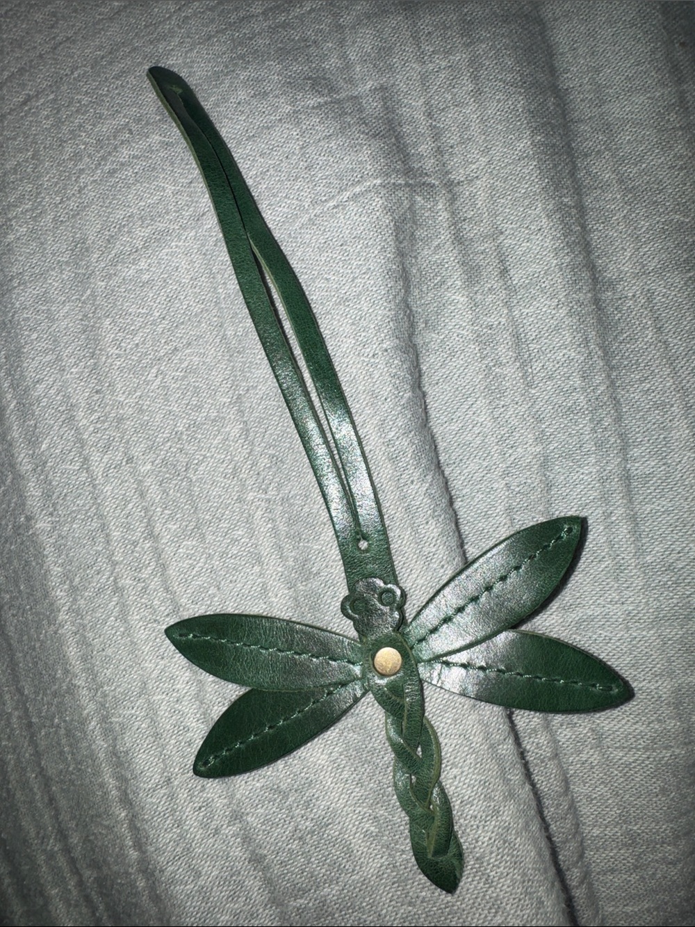Portland Leather Green Dragonfly Bag Charm